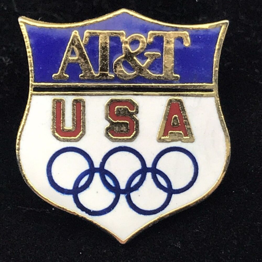 AT&T USA Olympic Team Enamel Lapel Pin Vintage Sponsor Badge 36 USC 380